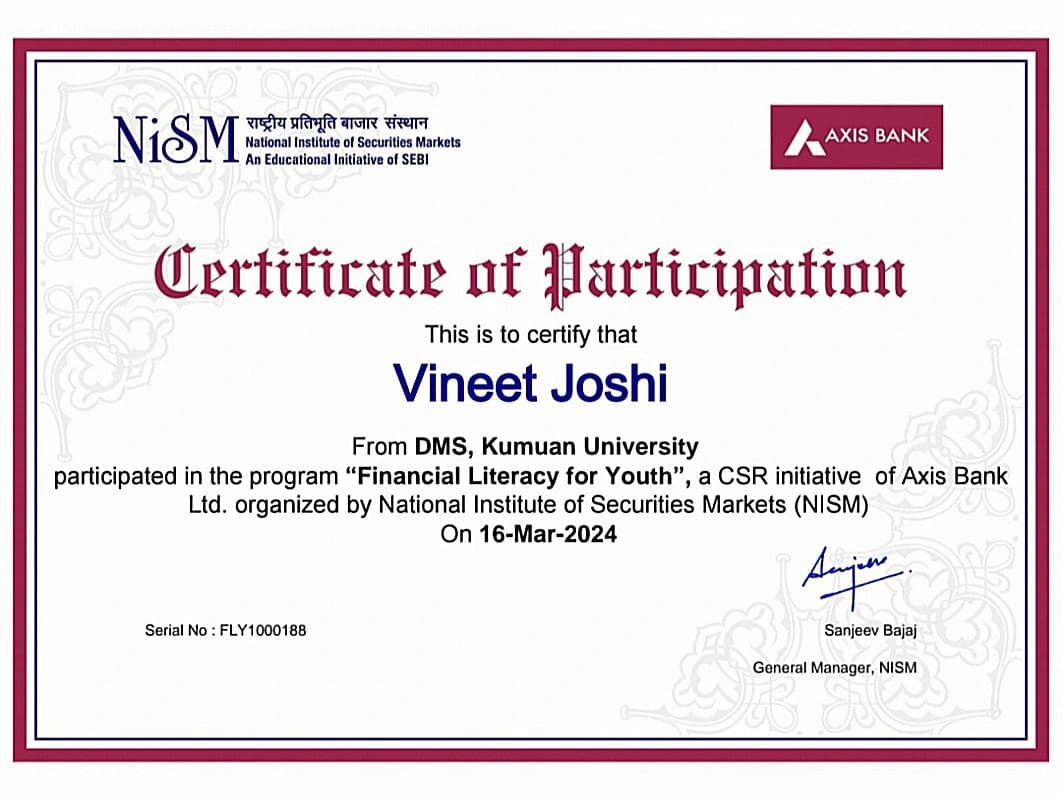 Certification National Institute of Securities Markets (NISM) Financial Literacy