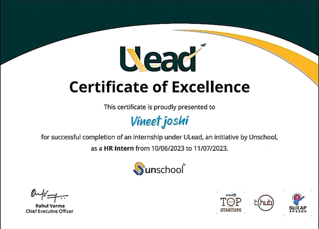 Certification Ulead Human Resources Internship