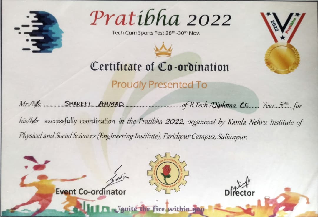 Certification Pratibha 2022 Co-ordination 