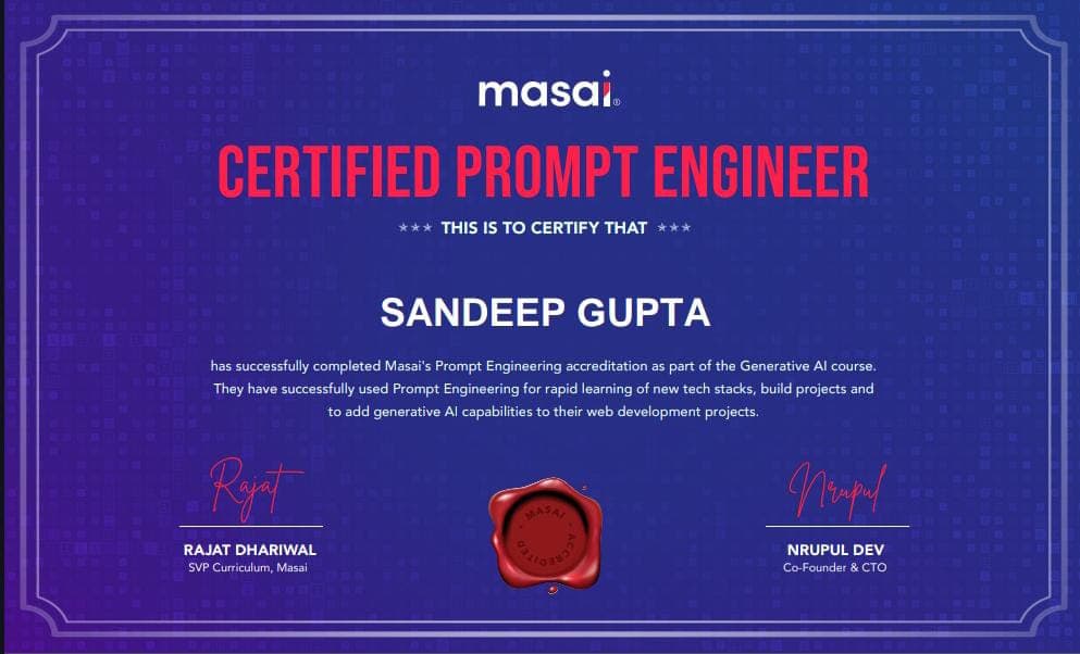 Certification Masai School Prompt Engineer
