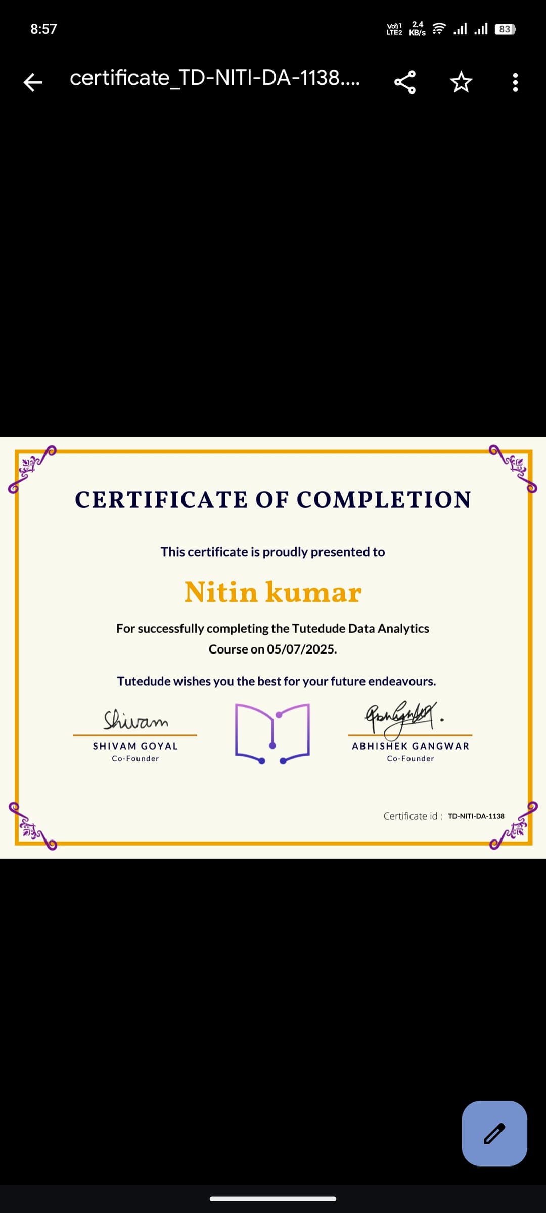 Certification Tutedude Data Analysis with Python
