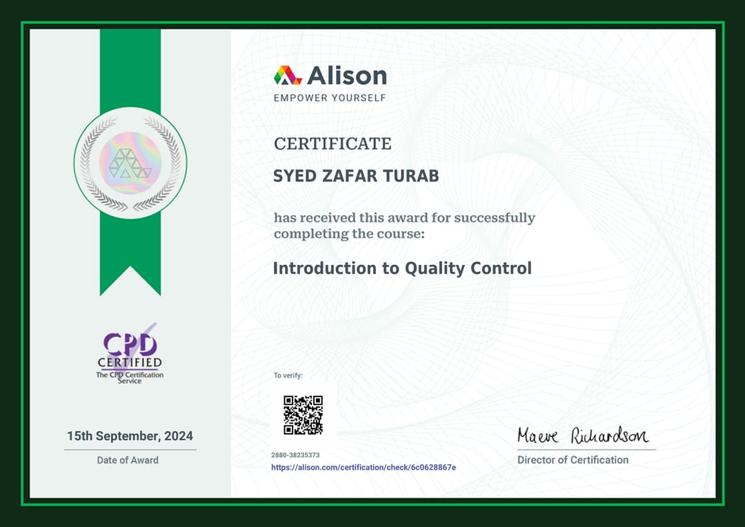 Certification Alison Education Company ISO 9001