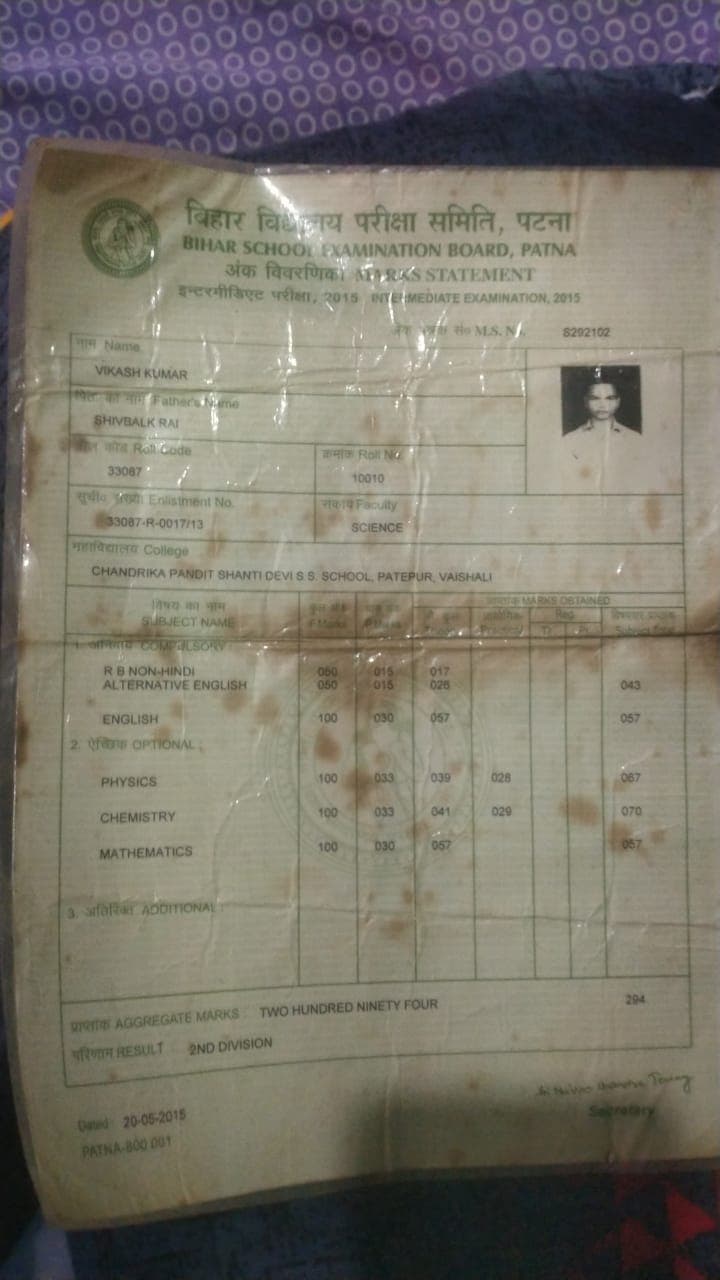 Certification Patna University Intermediate (12th)