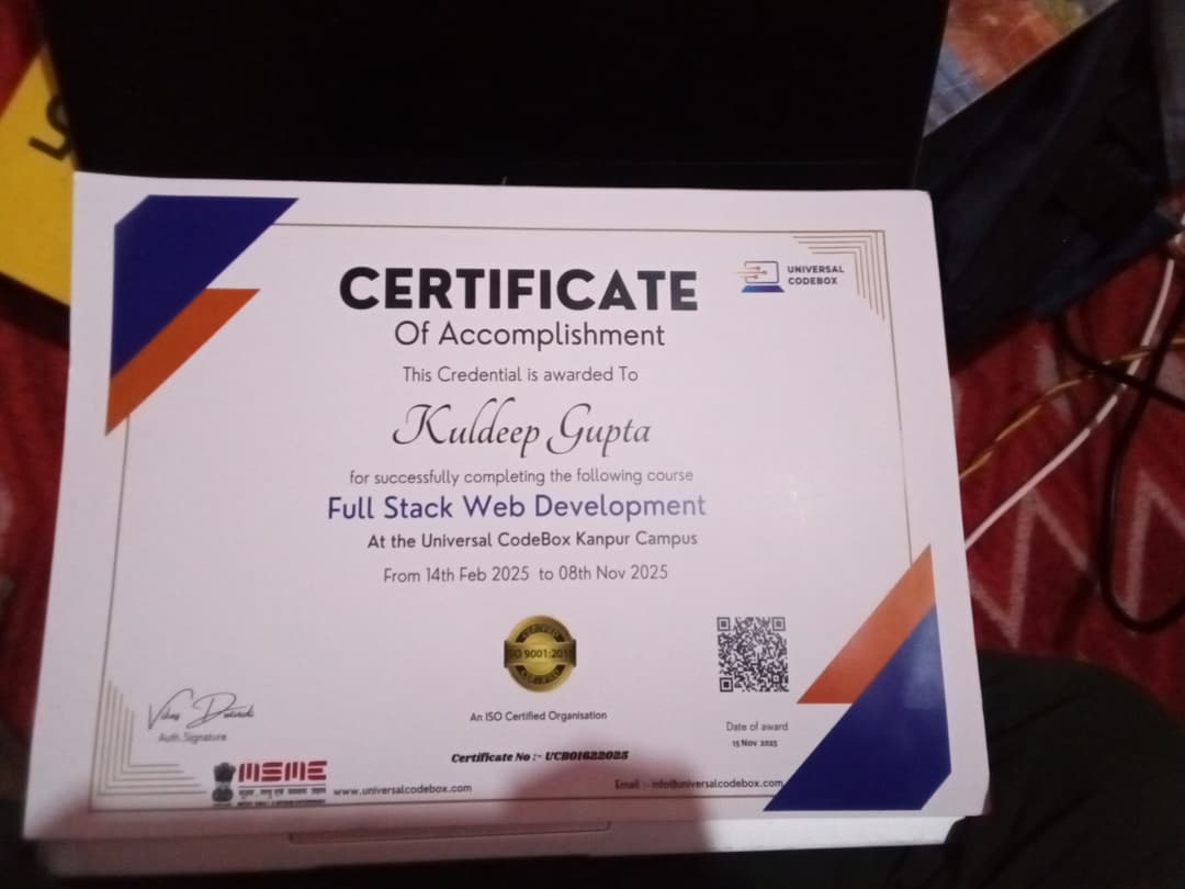 Certification Universal codebox  Full-Stack Web Development with React