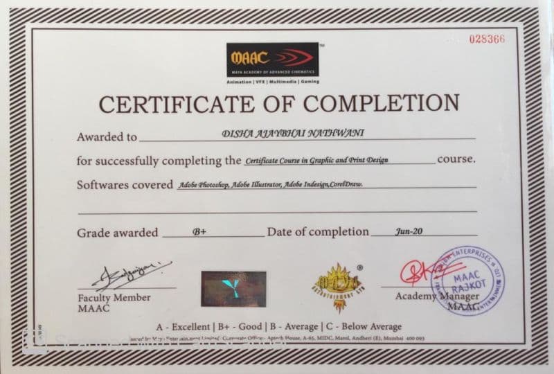 Certification MAAC Graphic Design