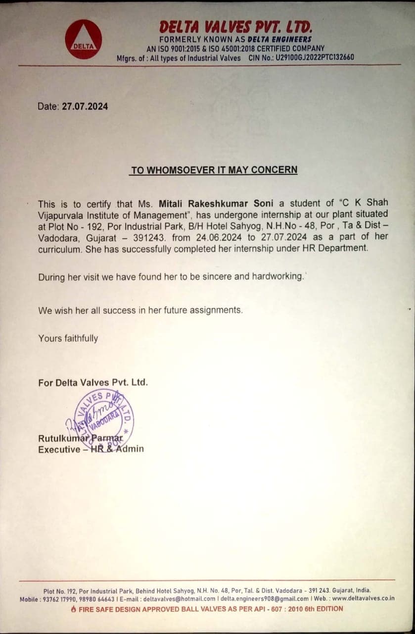 Certification GTU MBA in HR