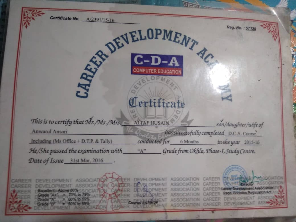 Certification Career Development Academy Diploma in Computer Applications