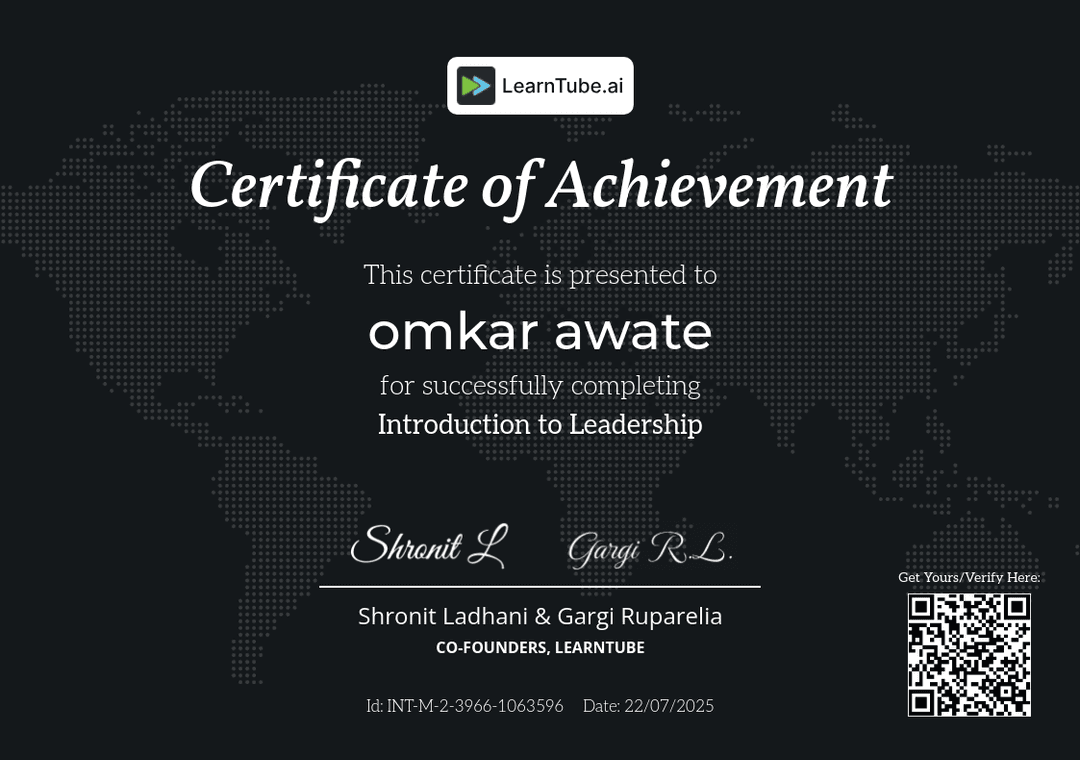 Certification LearnTube.ai Leadership Skills Certification