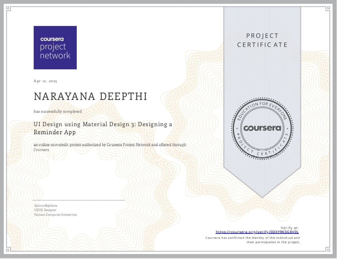 Certification coursera UI / UX Design