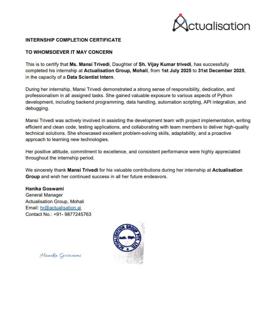 Certification Dr. Virendra Swaroop Institute Of Computer Studies Python Basics