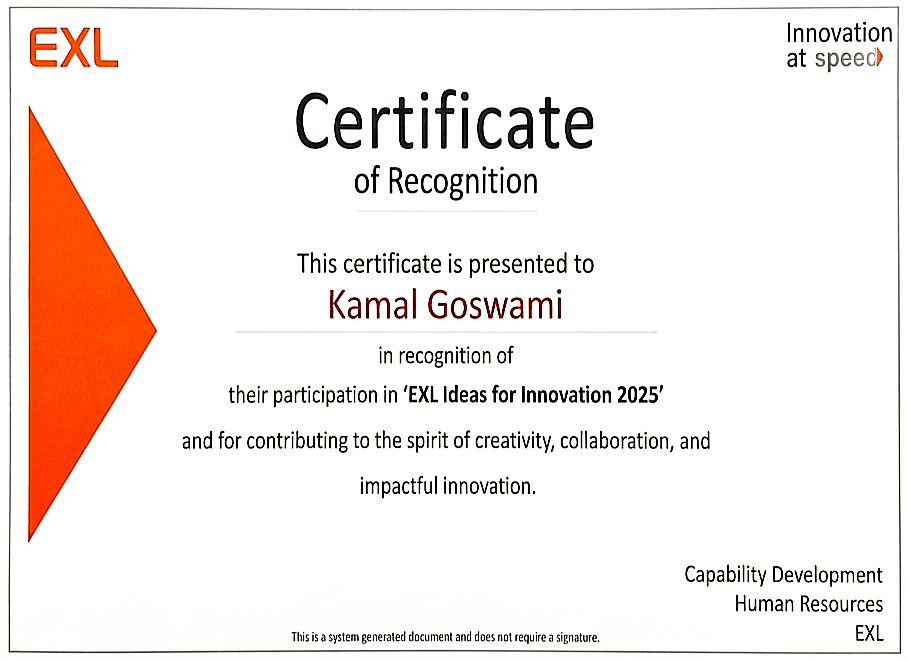 Certification EXL Idea for innovation