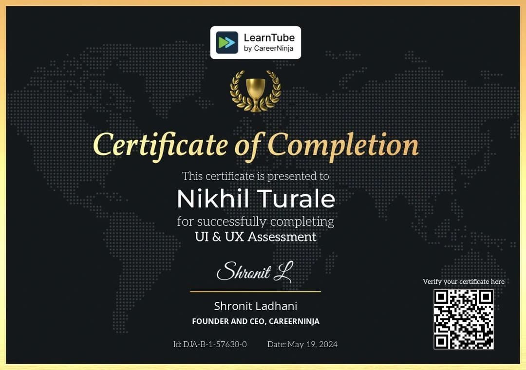 Certification Learntube by Career Ninjas UI/UX Assessment