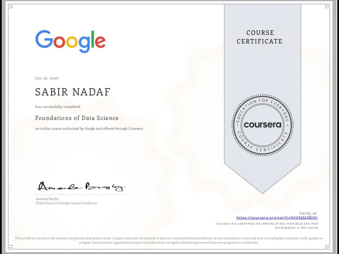 Certification google Data Science