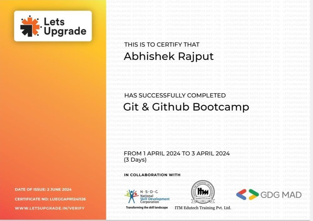 Certification Lets Upgrade Git Github Bootcamp