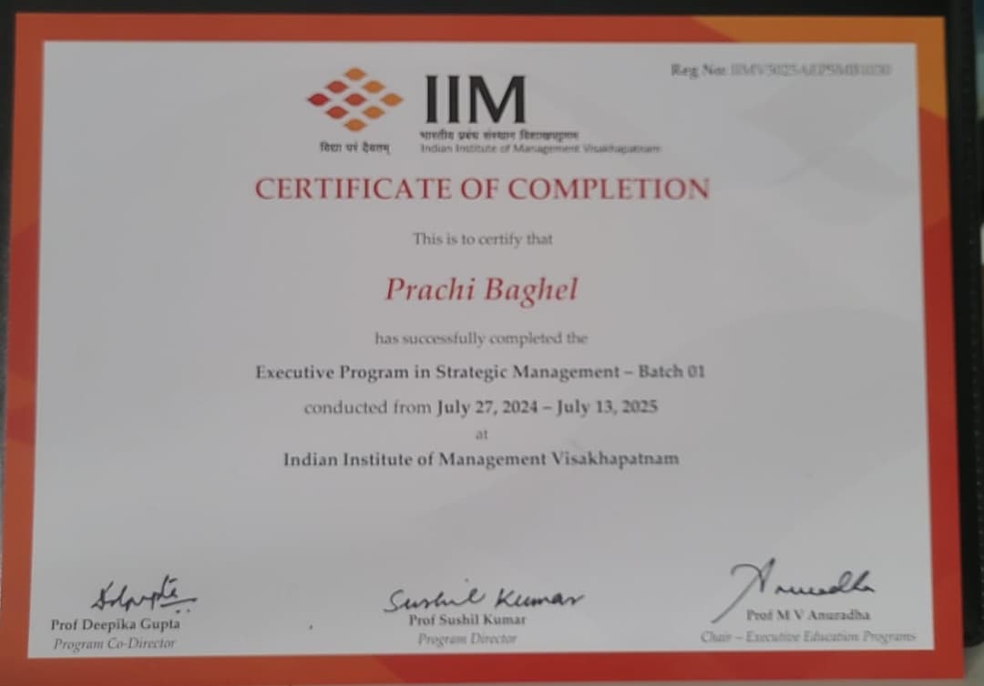 Certification Indian Institute of management Strategic Management and Innovation