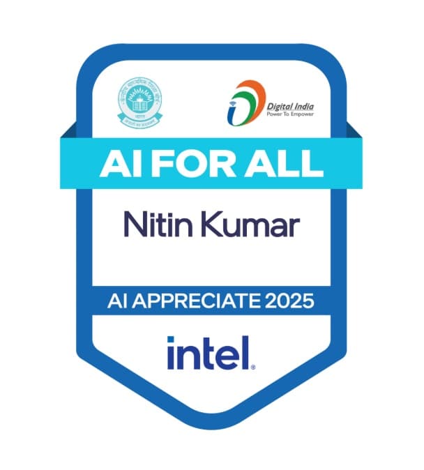 Certification CBSE and Intel AI Appreciate Badge