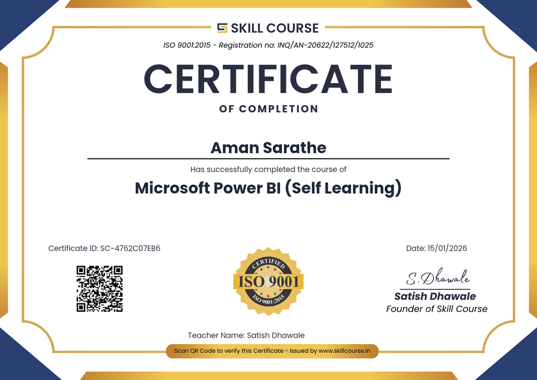 Certification Skill course Power BI