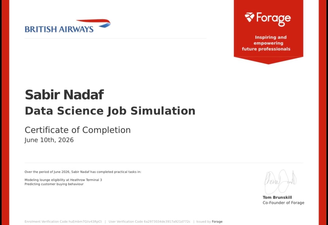 Certification British airways Data science - job simulation